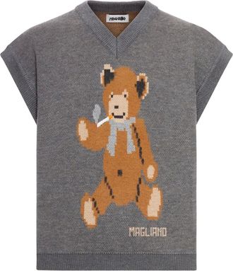Magliano intarsia-motif vest - men - Wool/Polyamide - M - Grey