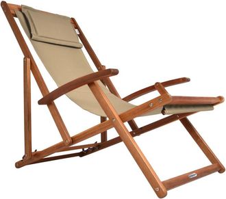 Deuba Casaria Tumbona Plegable Madera De Acacia Carga 160kg Silla Jard&iacute;n Playa Transpirable Ajustable Bal&oacute;n Terraza Patio Beige