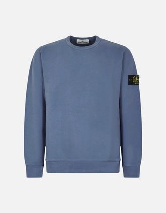 Stone Island Mens Stone Island Brushed Organic Cotton Blue Sweatshirt - Cream - Size: 42