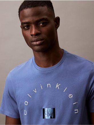 Calvin Klein Jeans Calvin Klein Mens Shine Graphic Crewneck T-Shirt - Blue - 2XL