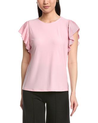 Anne Klein Pleated Flutter Sleeve Top