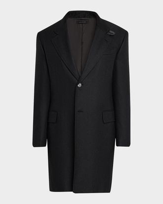 Brioni Men & apos;s Wool Chevron Single-Breasted Overcoat
