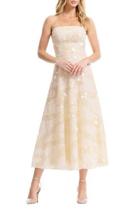 Dress The Population Kailyn Sequin Strapless Dress in Cream at Nordstrom, Size Xx-Small