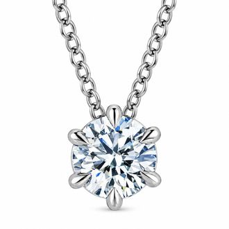 Pompeii3 14k White Gold 1/2ct Floating Solitaire EX3 Lab Grown Diamond Pendant Necklace