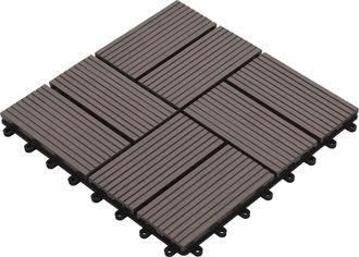 vidaXL Tile De Decking 11 Uds. Marr&oacute;n Oscuro 30 X 30 Cm Wpc Vidaxl