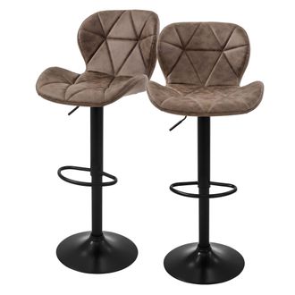 ML Design Ml-design - Juego De 2x Taburetes De Bar Tapizados En Piel Sint&eacute;tica Pu Marr&oacute;n Sillas Con Respaldo Ergon&oacute;mico Y Reposapi&eacute;s Asiento C&oacute;modo De Mostrador