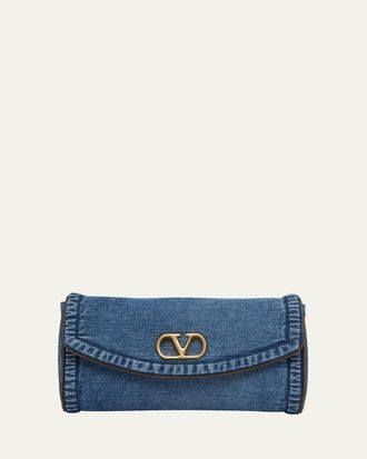 Valentino Garavani DeVain Small Denim VLogo Shoulder Bag