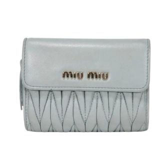 Miu Miu Pre-owned Wallets, female, Blue, Size: ONE SIZE Pre-owned Matelass&eacute; Nappa Compact Zip Wallet