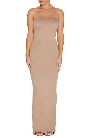 Naked Wardrobe x BARE Strapless Tube Dress in Nude at Nordstrom, Size X-Small