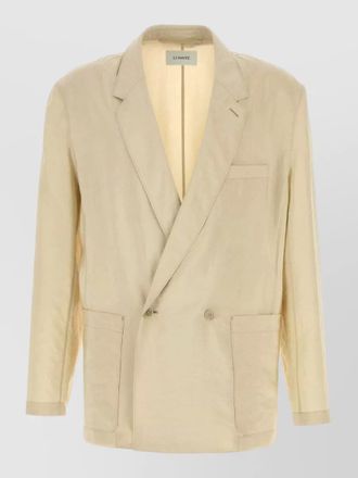 Christophe Lemaire jersey blazer double breasted notched lapels