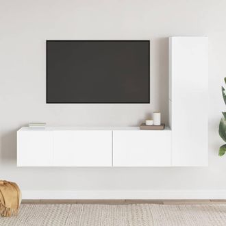 vidaXL Vidaxl - Set De Muebles De Sal&oacute;n Tv 3 Piezas Madera De Ingenier&iacute;a Blanco