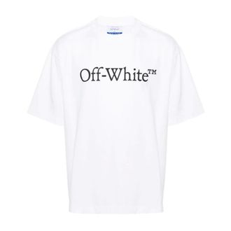 Off-white Tops, Heren, Wit, S, Katoen, Logo Print Katoenen T-shirt