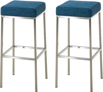 Clp Clp - Set De 2 Taburetes Montreal En Tela Altura 80 Cm Azul Acero Inoxidable