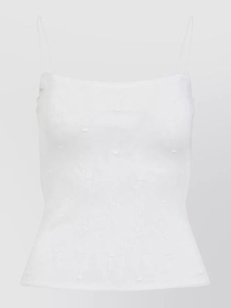 Jacquemus viscose fine-knit square-neck spaghetti-strap draped-back top