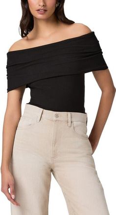Paige Rosarita Rib Knit Off the Shoulder Top in Black at Nordstrom, Size Xx-Small