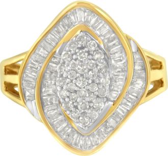 House of Brilliance 10K Yellow Gold 3/4 Cttw Diamond Cluster Ring at Nordstrom, Size 6.5