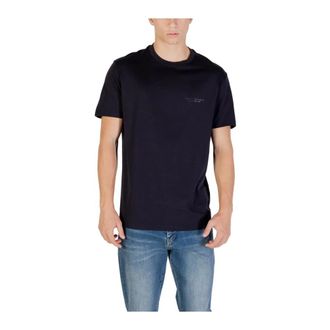 A|X Armani Exchange T-shirt van katoen met ronde hals en korte mouwen - Heren - T-shirts - Blauw - XS - Katoen - Tops