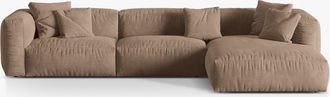 MICADONI Modulares 4-Sitzer Design Ecksofa Martina - Samtbezug Beige dunkel