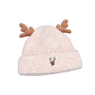 Generic Satin Lined Beanie Silk Blue Beanie Knit Beanie Autumn and Winter Cute Knitted Hat Outdoor Plus Velvet Warm Ear Woolen Hat Beanie Hat Women (Beige, M)