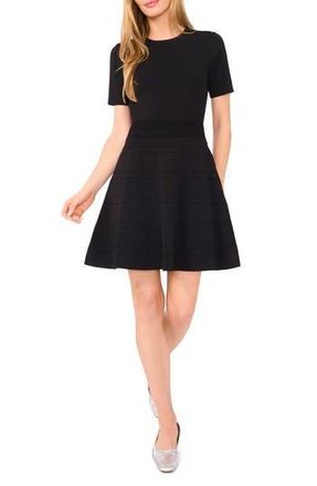 Ted Baker Rib Detail Fit & Flare Sweater Minidress in Rich Black at Nordstrom Rack, Size X-Small