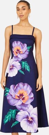 Yumi Pansy Strappy Midi Dress in Navy at Nordstrom, Size 10