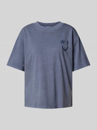 Jake*s Casual T-Shirt mit Logo-Print in Jeansblau, Gr&ouml;&szlig;e XS