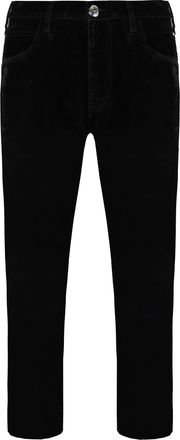 Armani Emporio J85 Regular Fit Womens Velvet Trousers - Black Cotton - Size 24 (Waist)