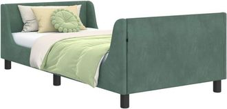 vidaXL Cama Para Ni&ntilde;os Con Cabecero Verde Mar 90 X 200 Cm Terciopelo Vidaxl