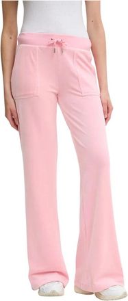 Juicy Couture Low-Rise Flare Classic Velour Track Pant - Dames - Sweatpants - Roze - L - Polyester - Broeken