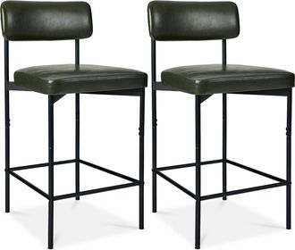 Best Choice Products Set of 2 Faux Leather Counter Stools for Kitchen Island and Dining w/ Metal Frame