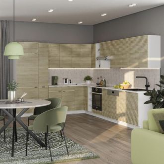 Vicco Cocina Esquinera Fame-line, Panel Roble/blanco, 347 X 257 Cm, Et Roble, Vicco