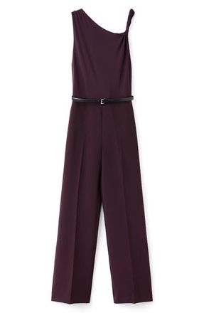 Mango Twist Strap Belted Jumpsuit in Wine at Nordstrom, Size X-Small