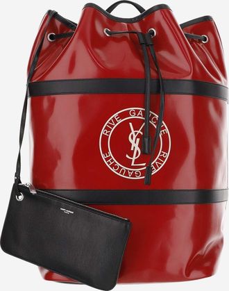 Saint Laurent Mens Rive Gauche Canvas Shoulder Bag Red Polyurethane Backpacks