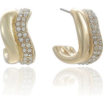 Ettika Cubic Zirconia Curve Hoop Earrings in Gold at Nordstrom Rack