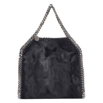 Stella McCartney Shopping Bags, female, Black, ONE SIZE, Pony-effect Brushed Velvet Tote