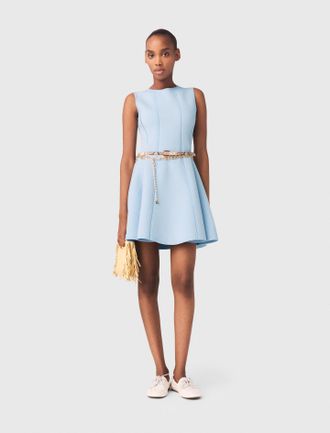 Maje Skater Dress With Jewelled Bows - Blue - Maje