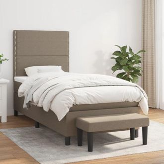 vidaXL Vidaxl - Cama Box Spring Con Colch&oacute;n Tela Gris Taupe 90x200 Cm