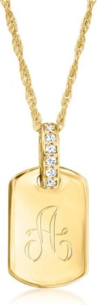RS Pure by Ross-Simons 14kt Yellow Gold Personalized Dog Tag Pendant Necklace With Diamonds