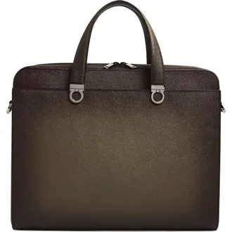 Ferragamo Trading Leather Briefcase in Spruzzatura Testa Di Moro at Nordstrom