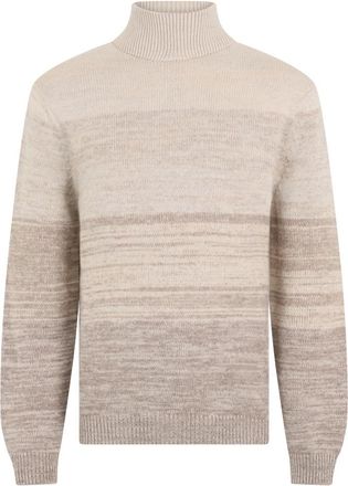 Malo Elegante Neutrale Gestreepte Trui met Ronde Hals - Heren - Cashmere truien - Beige - 2XL - Kasjmier - Truien & Vesten