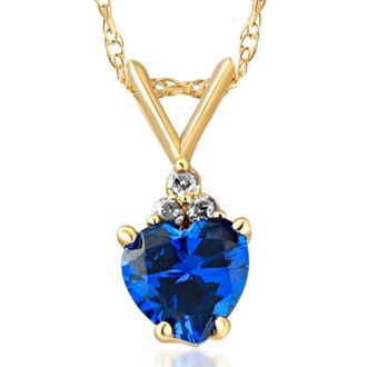 Pompeii3 1/2ct Diamond & Blue Sapphire Heart Pendant 10K Yellow Gold