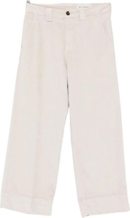 White Sand Duifgrijze Broek met Omgeslagen Zoom - Dames - Wijde Broeken - Grijs - S - Broeken