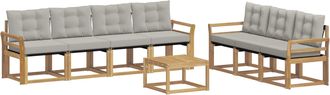 vidaXL Conjunto De Sof&aacute;s De Exterior 8 Uds. Blanco Y Gris Claro Vidaxl