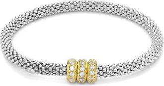 Jewelco London Gold-plated Sterling Silver CZ Beaded Magnetic Popcorn Bracelet - ABB111A