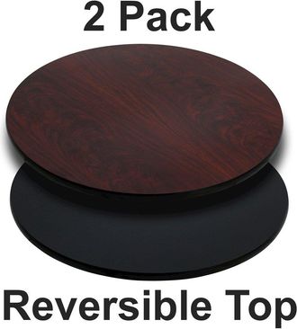 Flash Furniture 2 Pk. 36 Round Table Top with Black or Mahogany Reversible Laminate Top