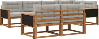 vidaXL Conjunto De Sof&aacute;s De Exterior 8 Uds. Natural Y Gris Claro Vidaxl