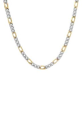 Steeltime HMY JEWELRY Two-Tone Plated Figaro Chain Necklace in Two Tone at Nordstrom Rack
