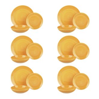KASANOVA Servizio 18 piatti colorati giallo in stoneware