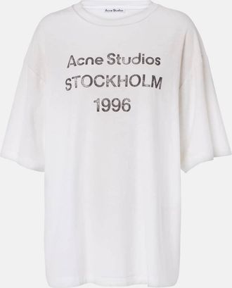 Acne Studios Distressed logo cotton and hemp T-shirt