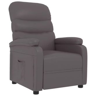 vidaXL Sill&oacute;n Reclinable De Cuero Sint&eacute;tico Gris Vidaxl
